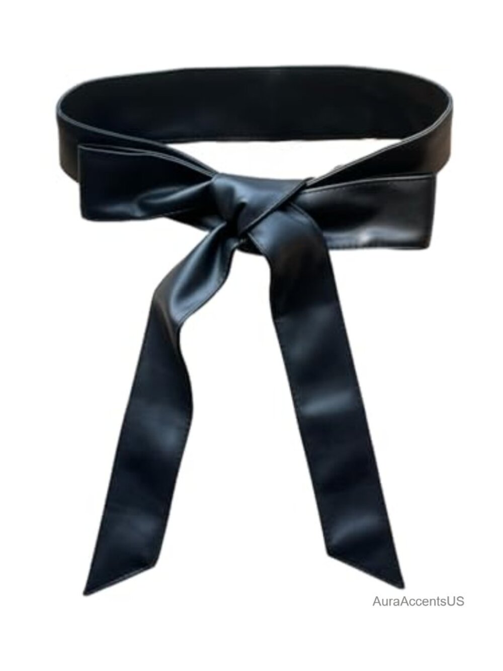 Women's PU Leather Obi Belt Bow Tie Waist Wrap Sash